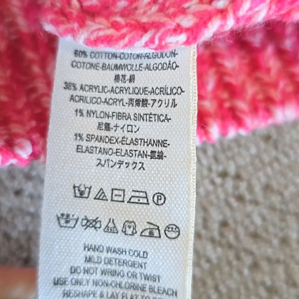 Free People Love This City Pink White Collared Slouchy Crop Sweater - Size XS - Picture 15 of 15